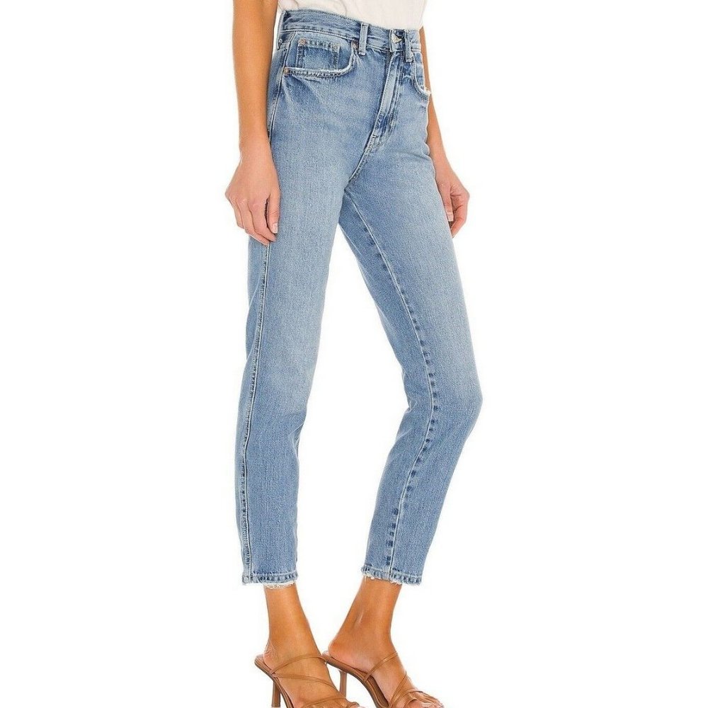 NWT Free People Sz 29 Stove Pipe Tapered Ultra High Waist Distressed